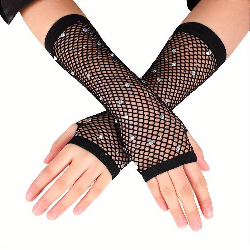 Rhinestone Fishnet Arm Sleeves