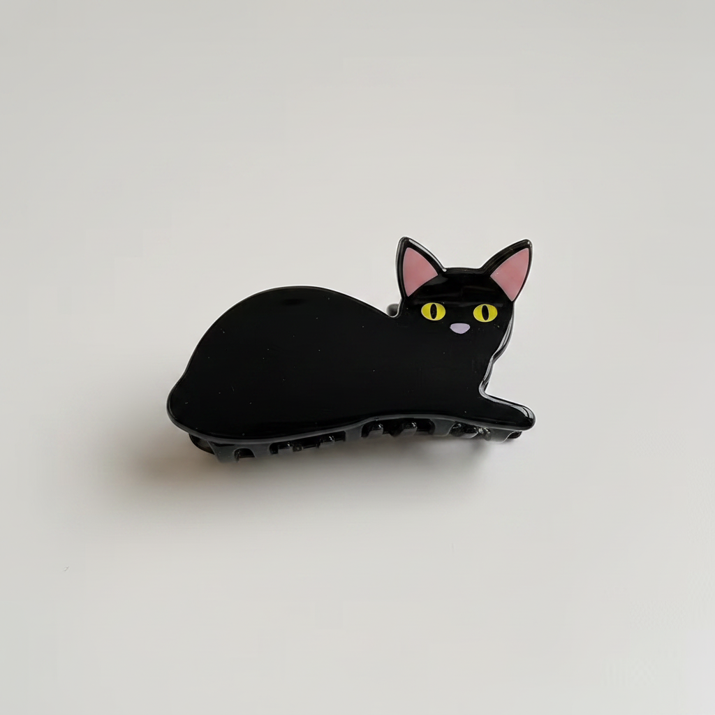 Black Cat Acrylic Hair Claw Clip