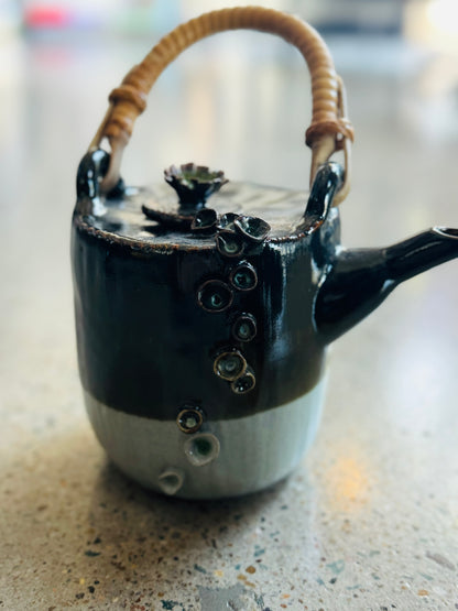 Handcrafted Glazed Teapot with Spring Blooms