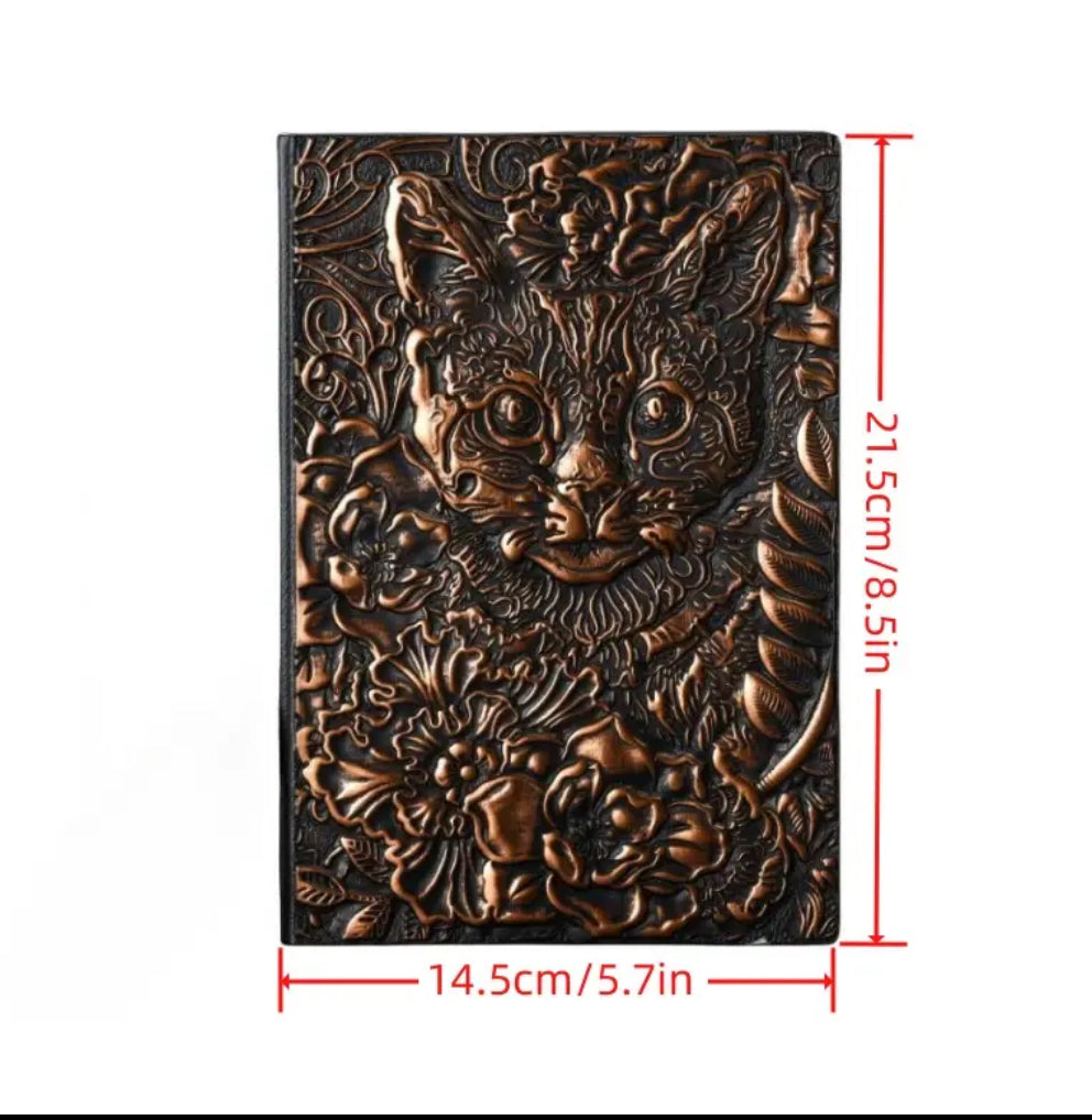 Carnet de notes ligné A5 avec motif chat en relief