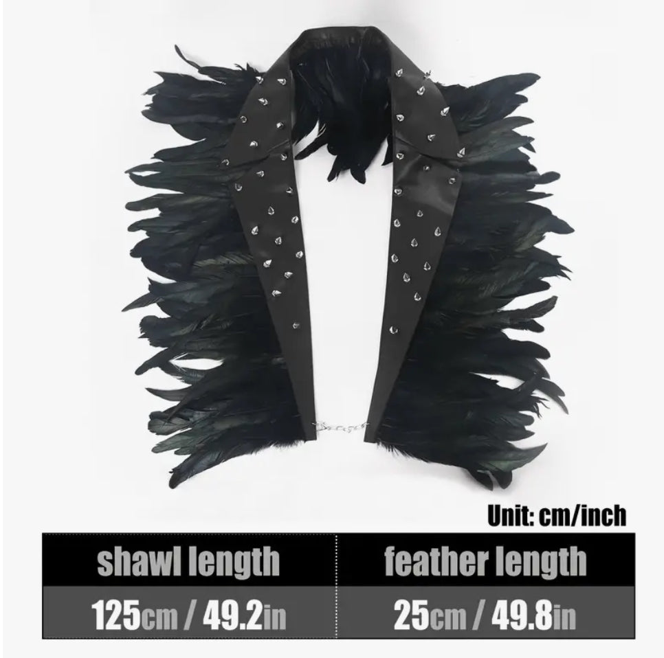 Black Feather Leatherette Vest