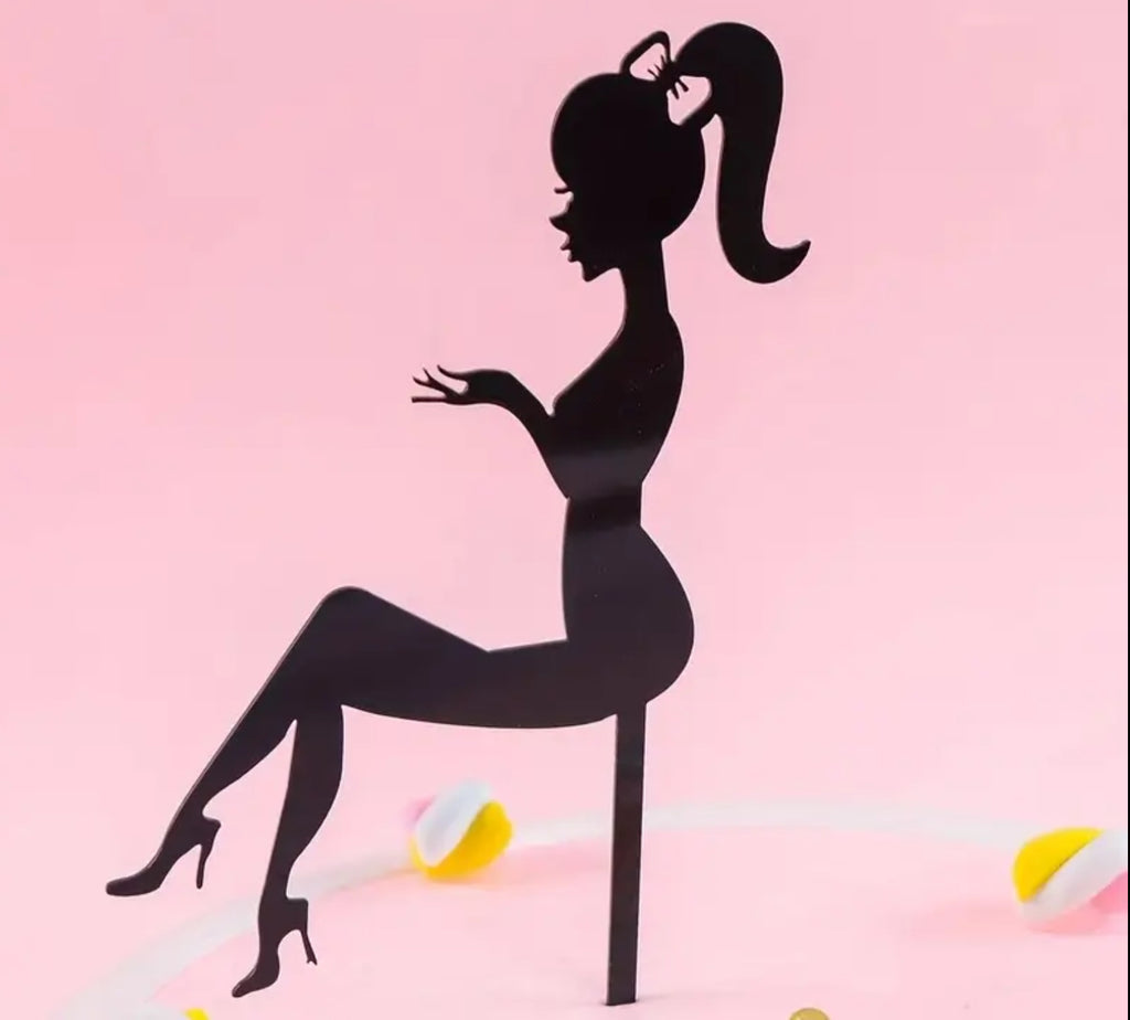 Décoration de gâteau Fashionista Lady (noir ou doré)