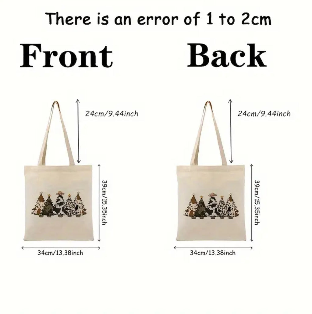 Sac fourre-tout en toile motif sapin de Noël de cowboy