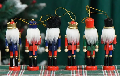 Wooden Nutcracker Christmas Ornament ( Set of 6)