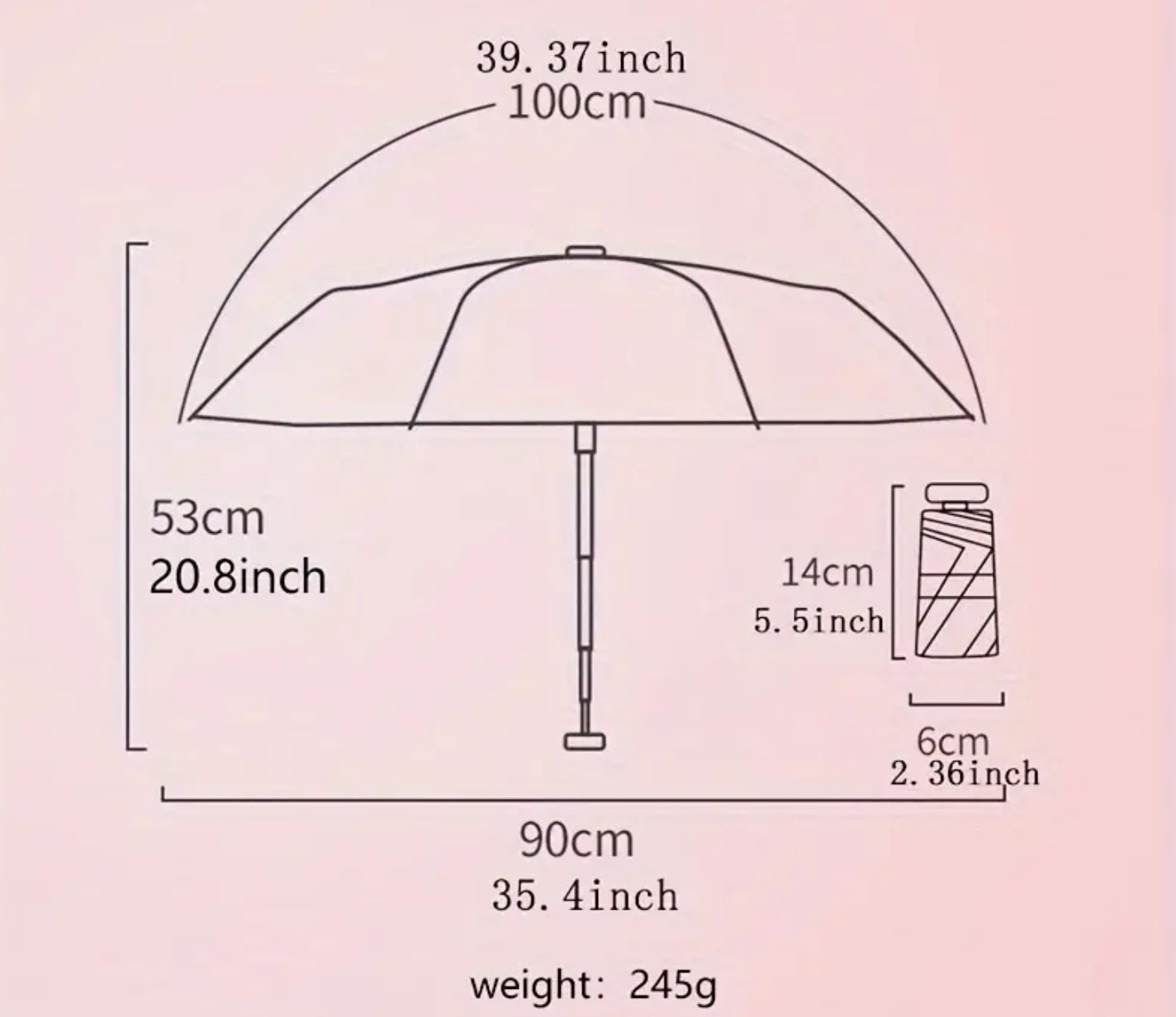 Parapluie compact et léger avec imprimé papillon