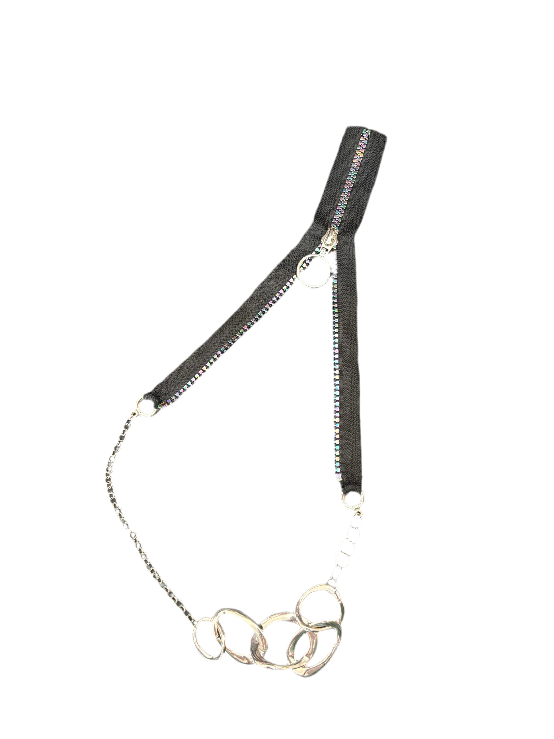 Collier zip et chaîne fait main