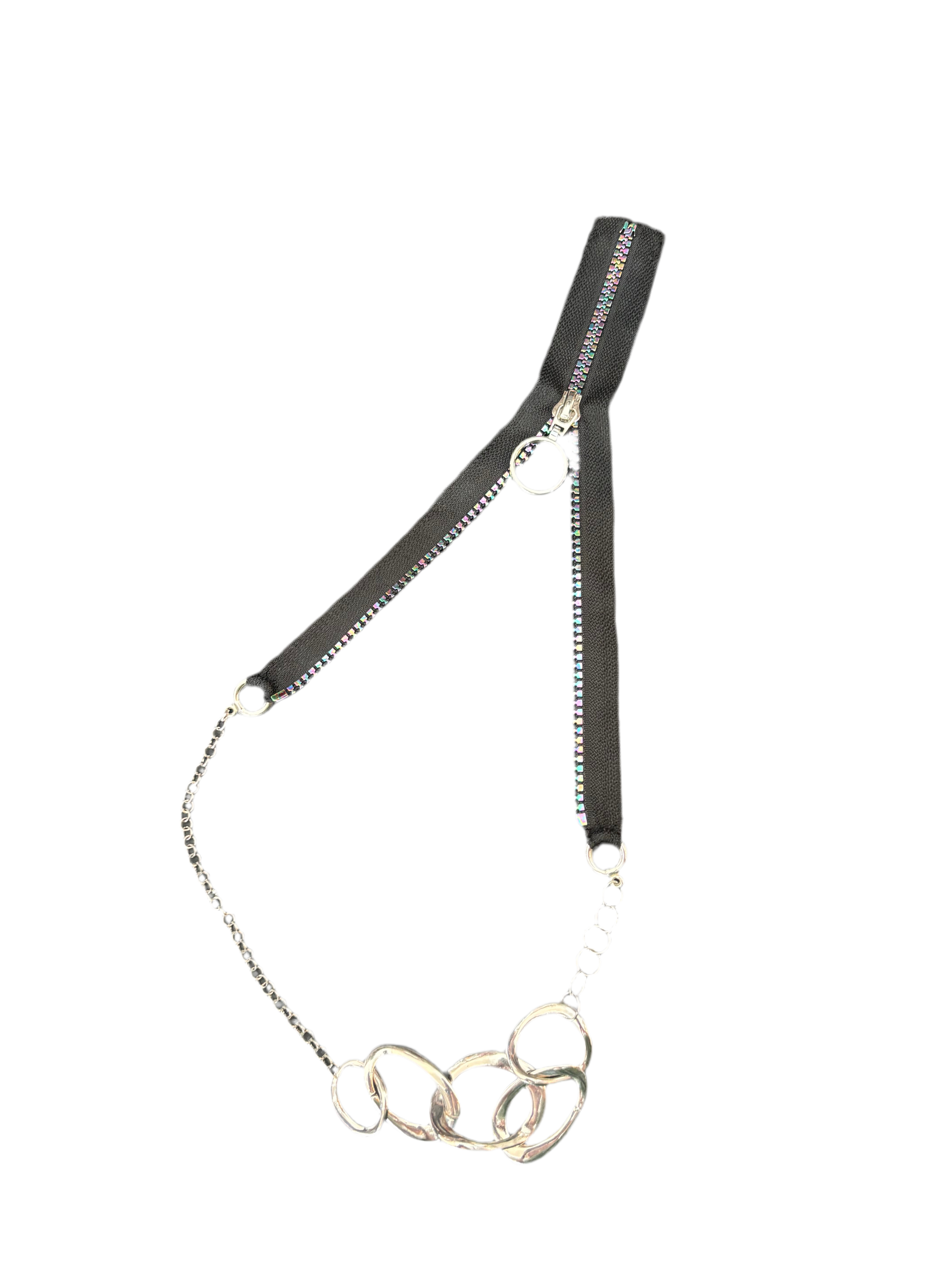 Collier zip et chaîne fait main