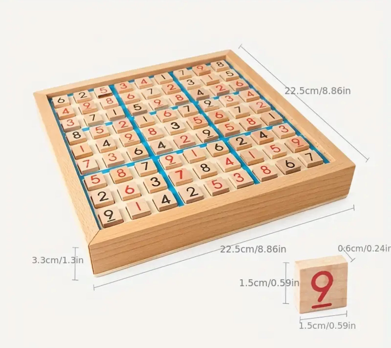 Sudoku wooden puzzle board with drawer