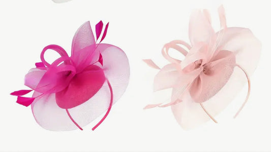 Pink Floral Feather Derby Fascinator Hat (Hot Pink/ Pale Pink)