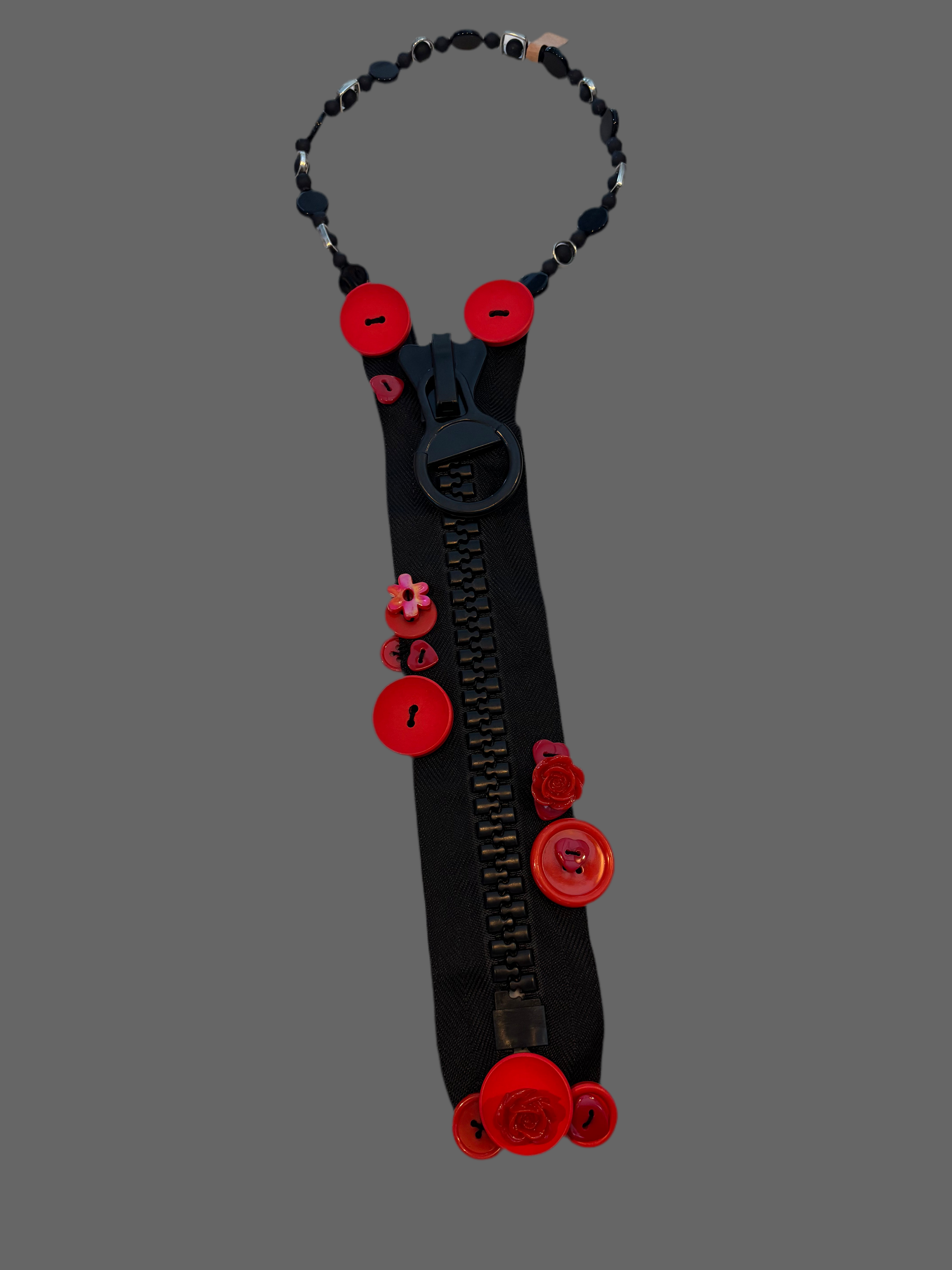 Collier zippé et rose artisanal