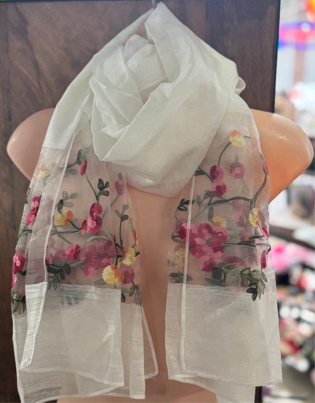 Écharpe à fleurs transparentes