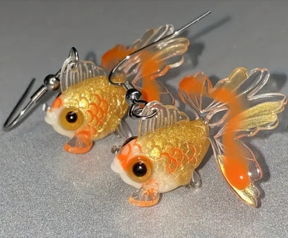 Goldfish hook earrings