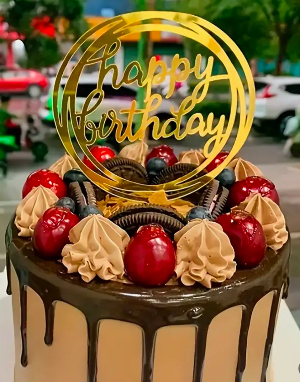 Joyeux anniversaire - décoration de gâteau ronde