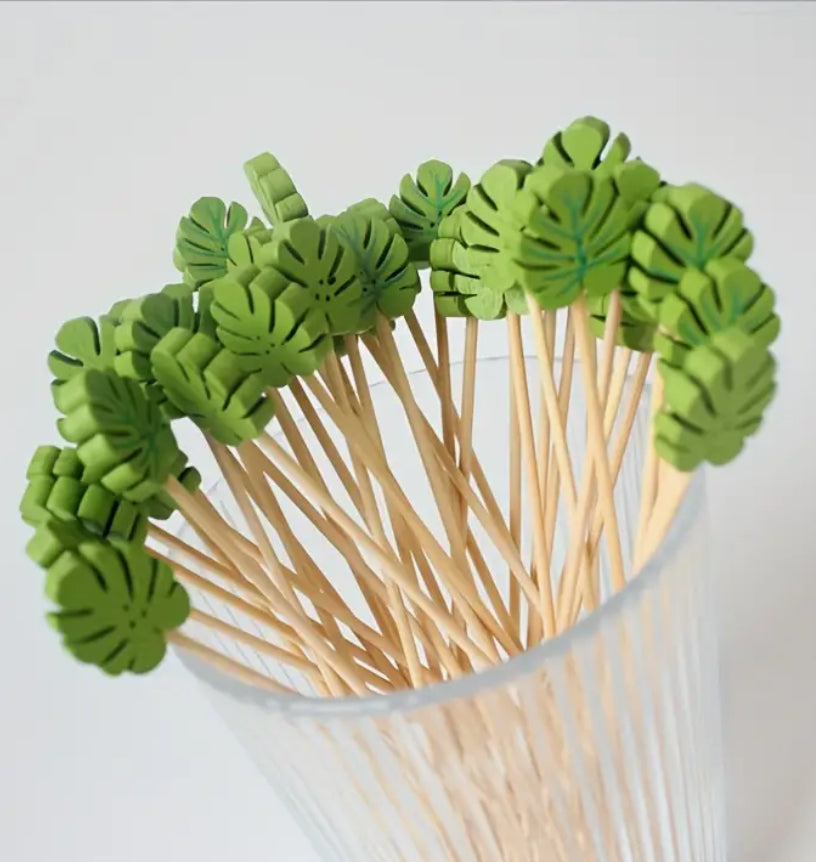 Tropical leaf cocktail sticks