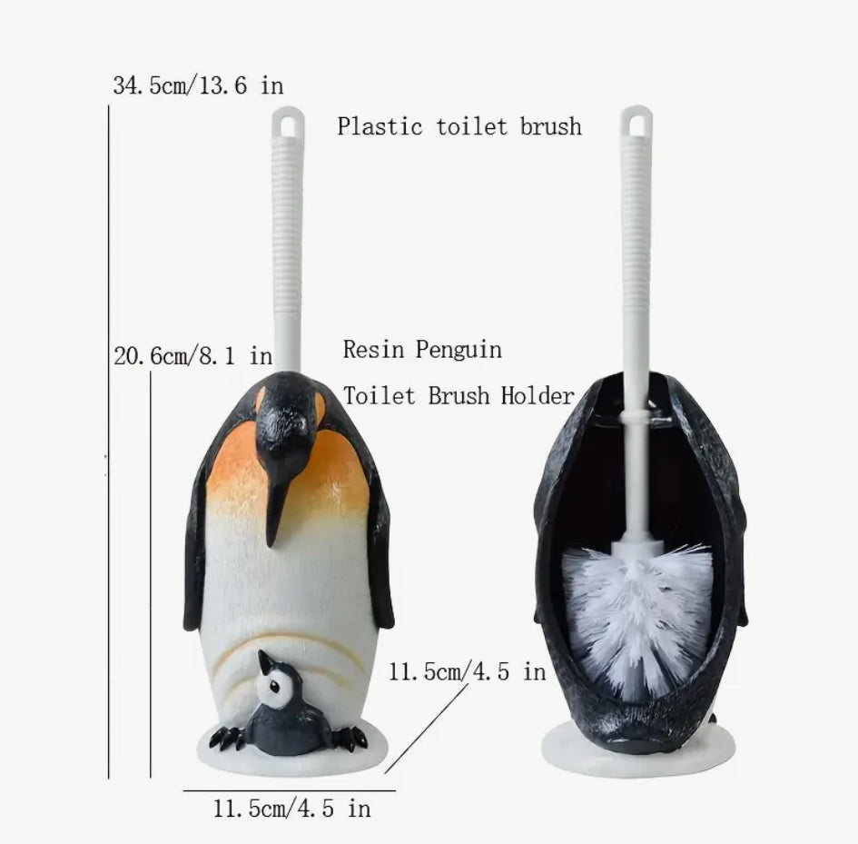 Brosse de toilette Pingouins en résine