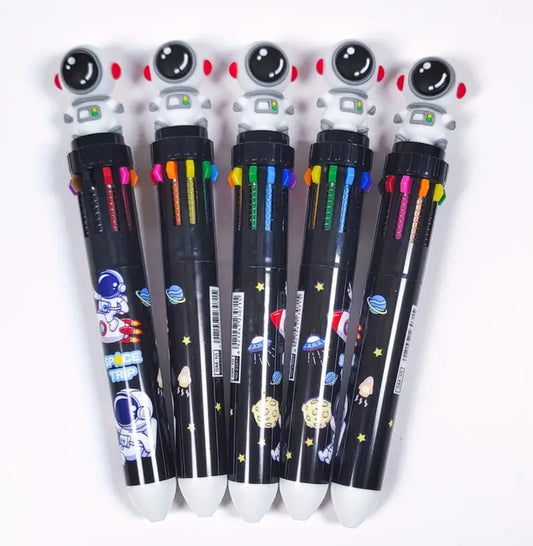 10-in-1 colours ballpoint astronaut pen ( Black)