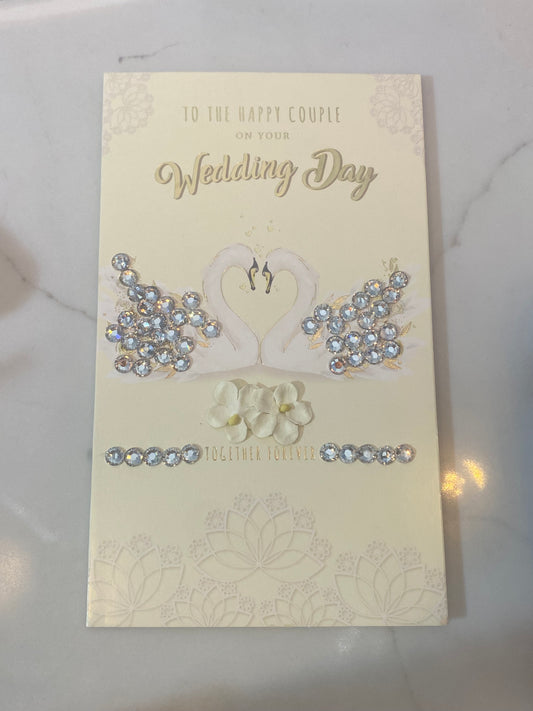 Swan wedding day greeting card