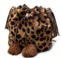 Sac en fourrure à imprimé léopard