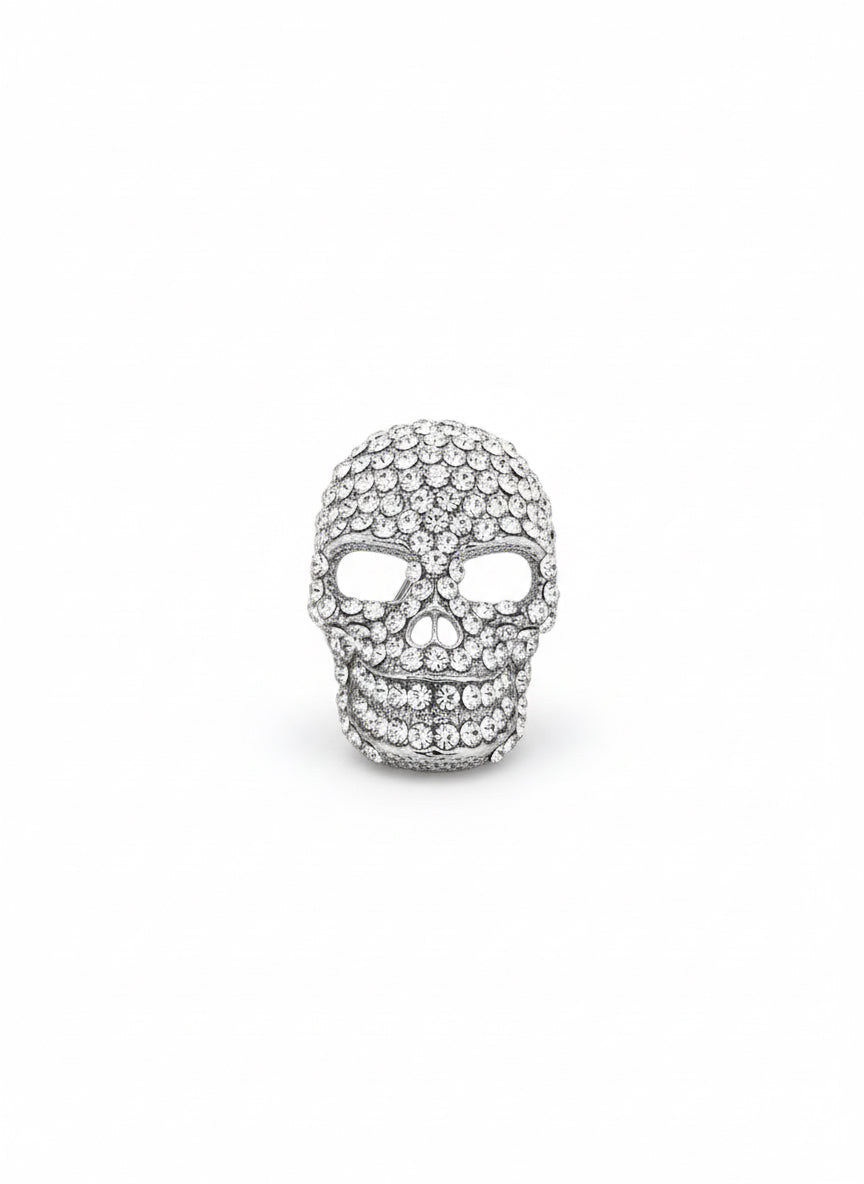 Diamanté Skull Brooch
