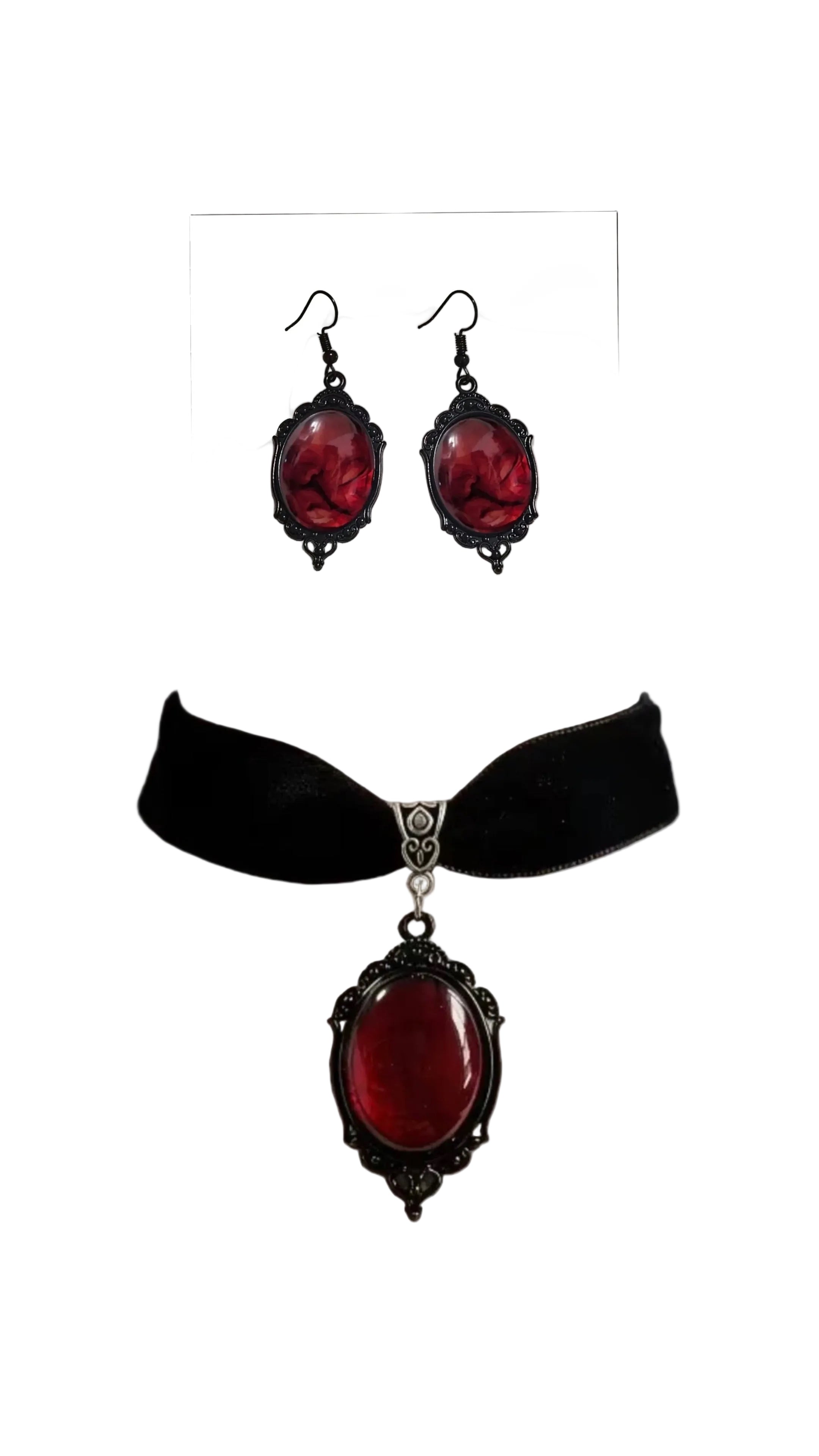 Gothic earrings and choker set