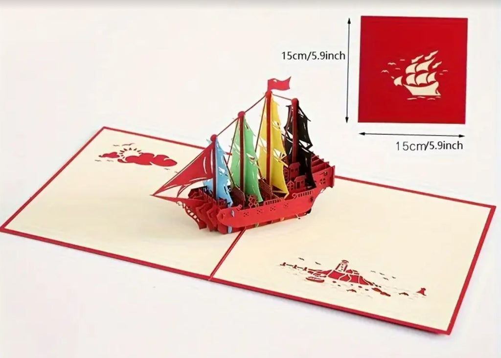 Carte de vœux 3D - Bateau à voile