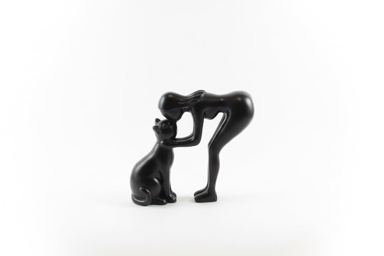 Kissing Black Cat Figurine