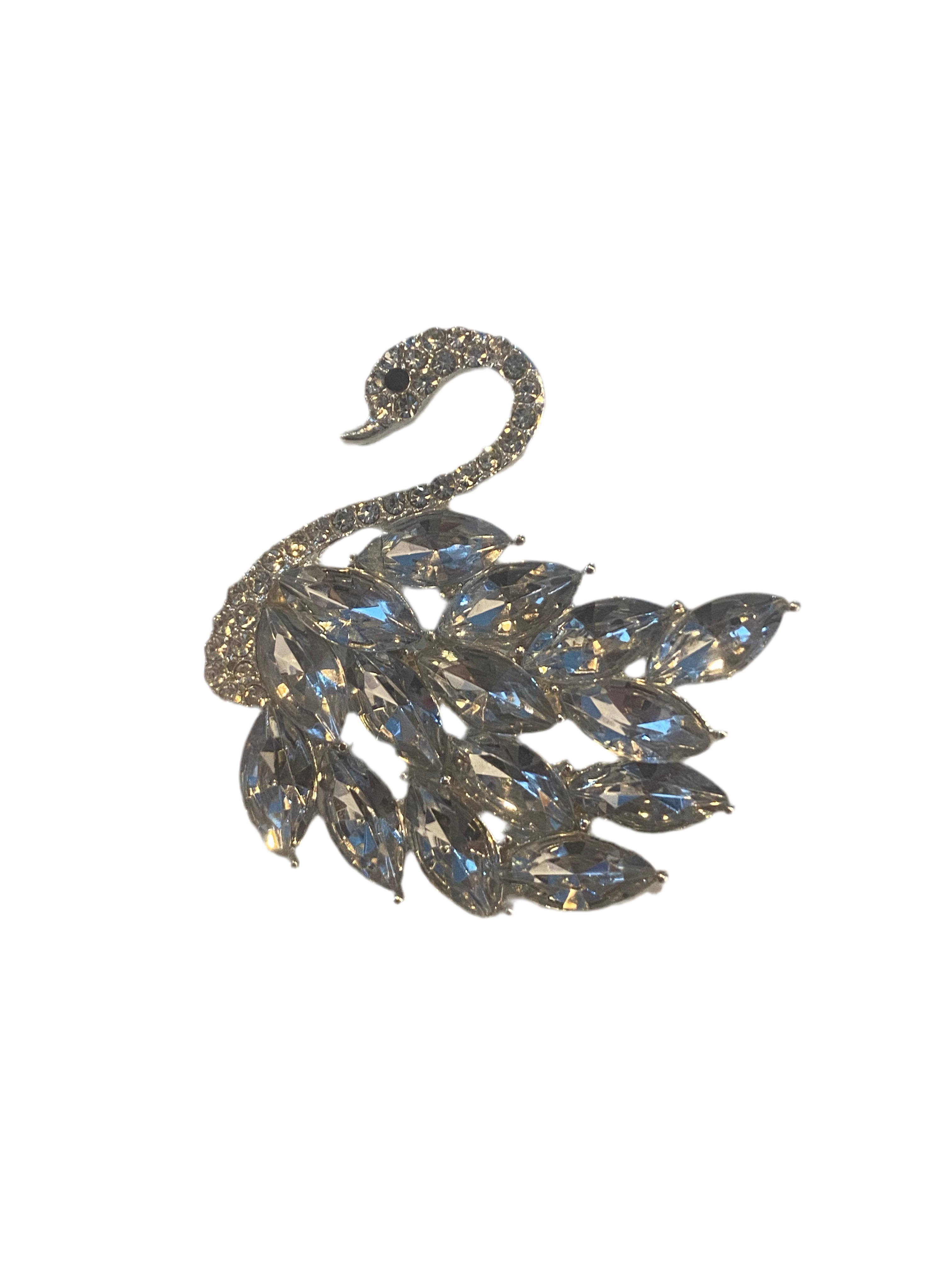 Diamonte Swan Brooch