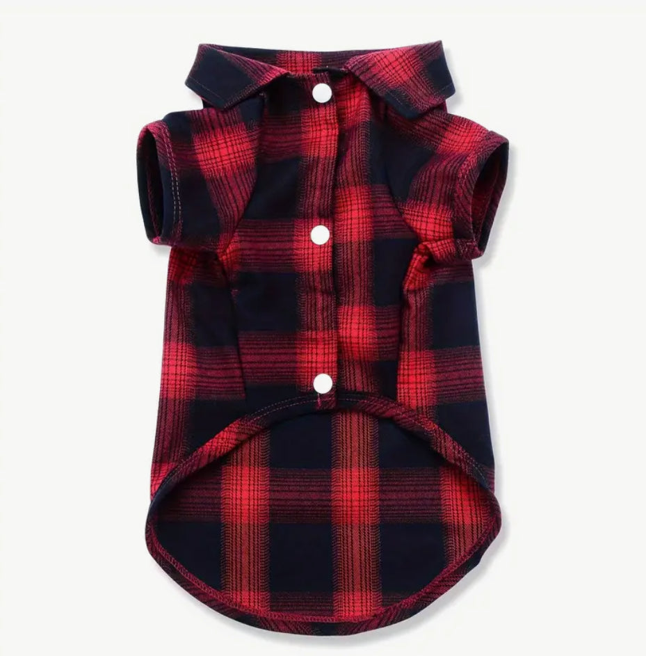 Chemise tartan rouge pour animaux de compagnie