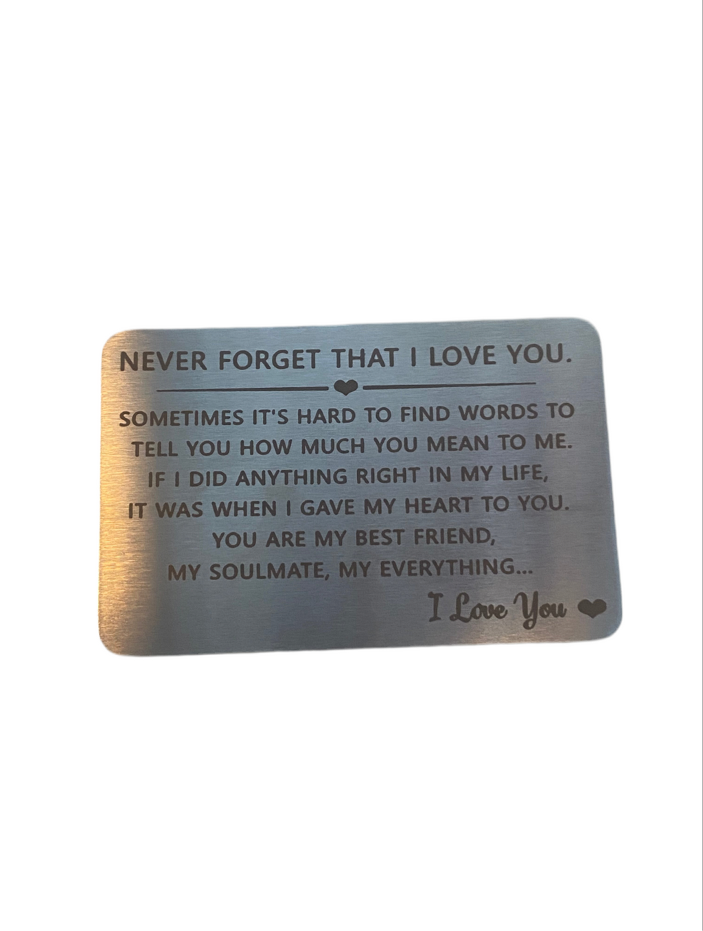 “I love you” stainless steel card