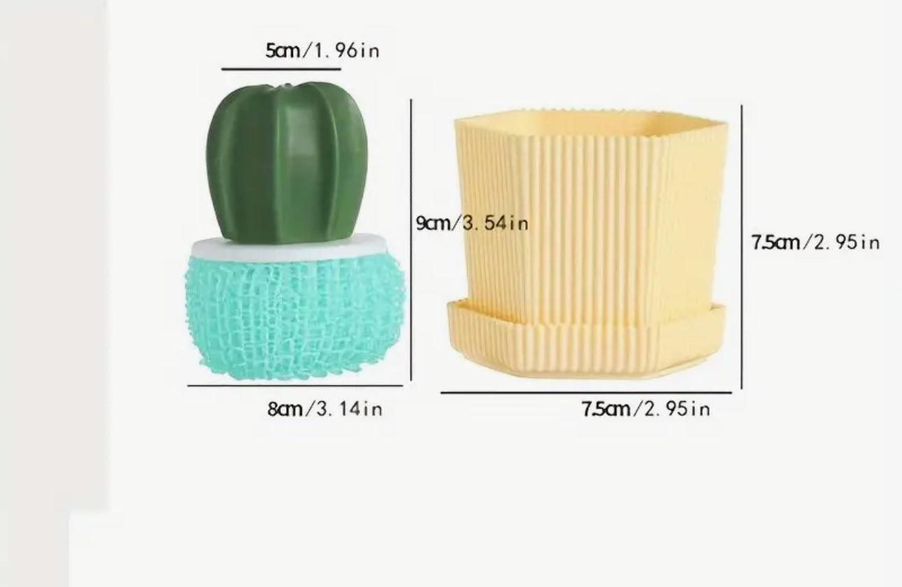 Cactus scourer set with replacement scourer pad