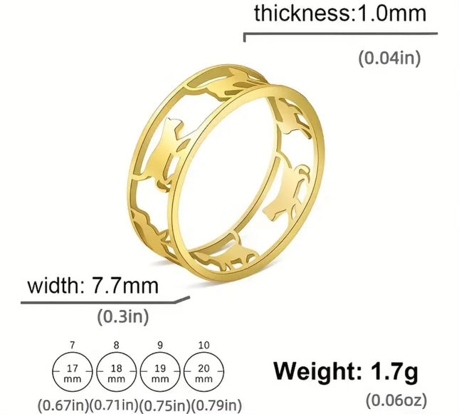 Bague chat en acier inoxydable