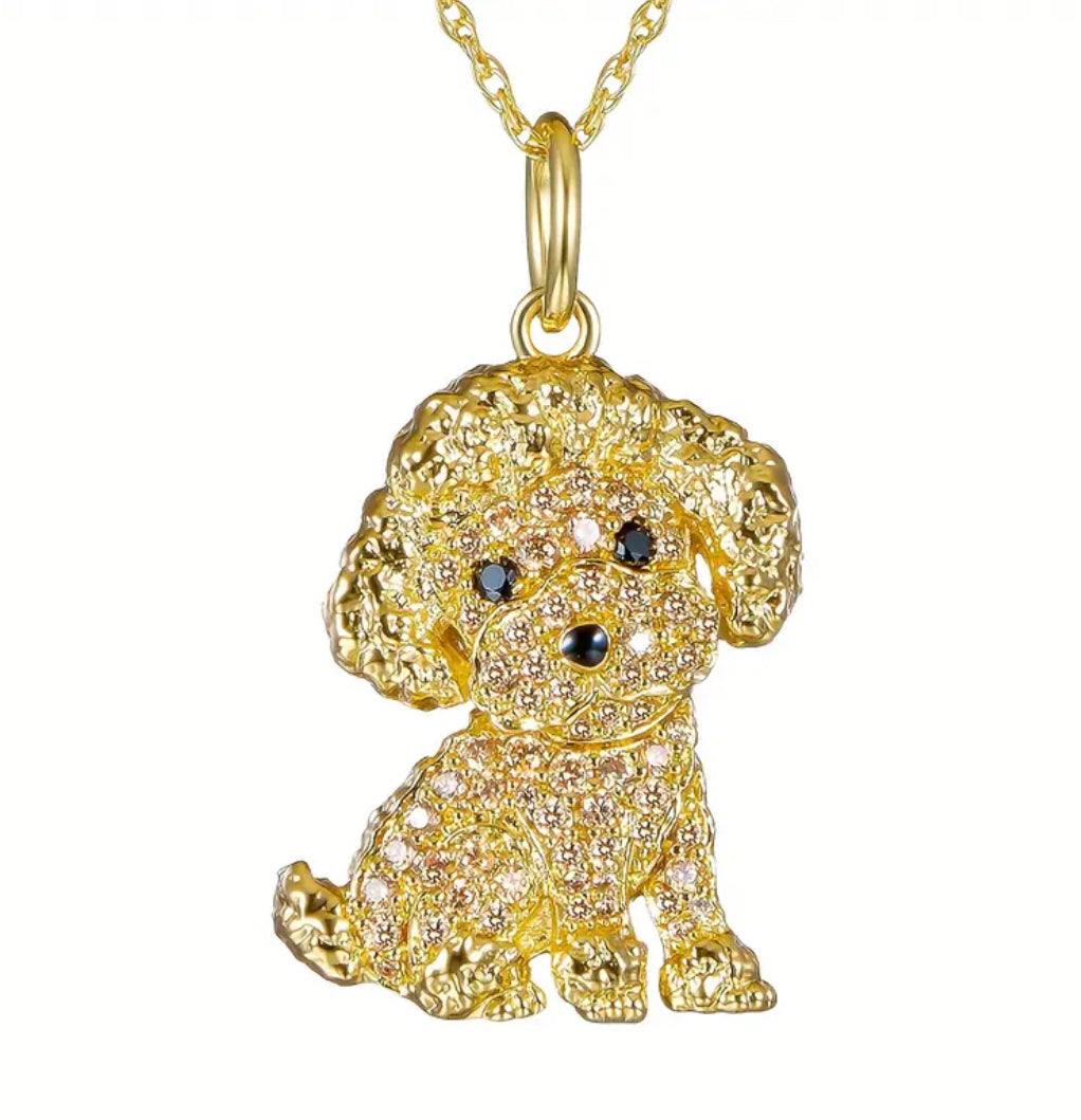 Poodle zirconia necklace