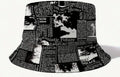 Black Newspaper Print bucket hat