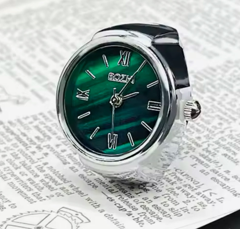 Bague de montre à quartz verte