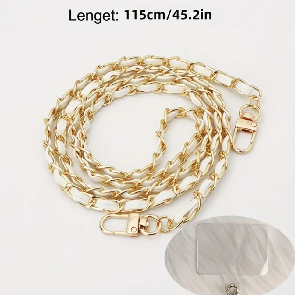 Lanière de téléphone/sac en similicuir (noir ou blanc)