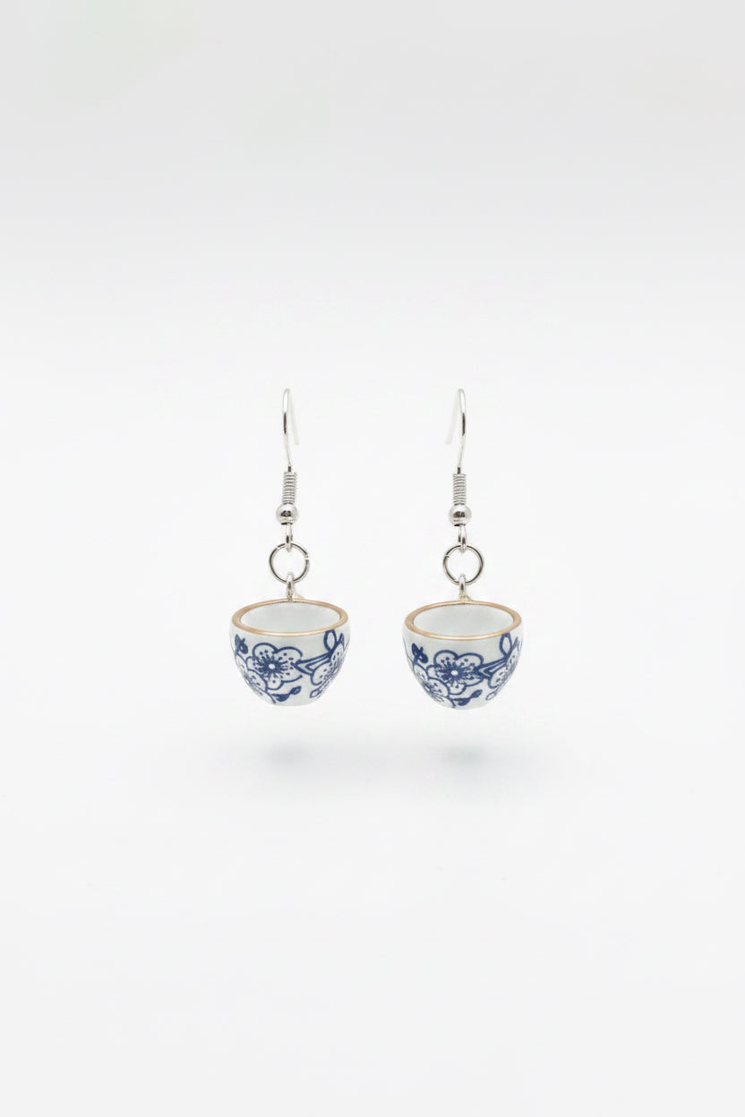 Ceramic teacup earrings