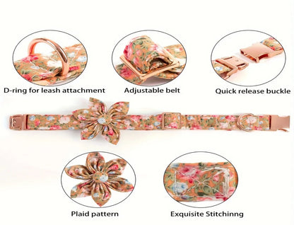 Fabric collar with flower for dog or cat.