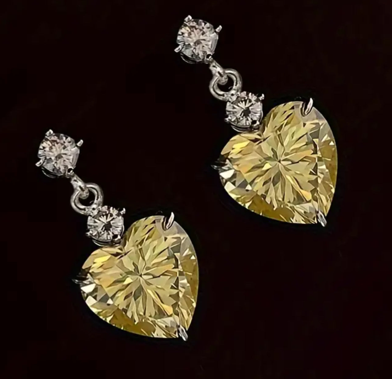 Boucles d'oreilles cœur en pierres précieuses plaquées argent