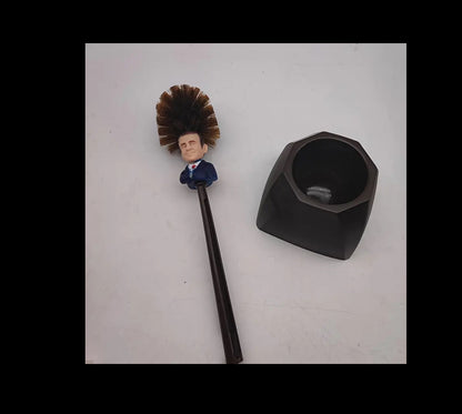 White Comical Toilet Brush - political figure