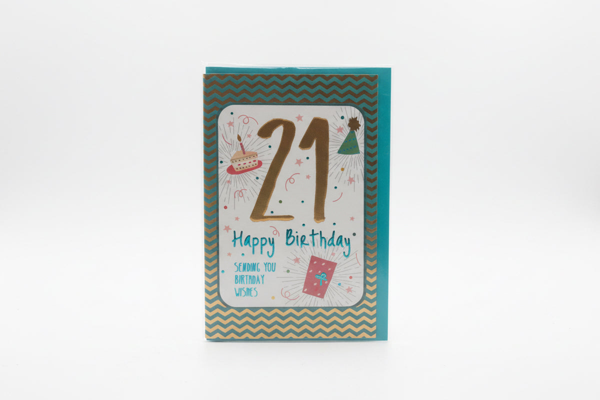 21st Birthday Card - Sending you birthday wishes