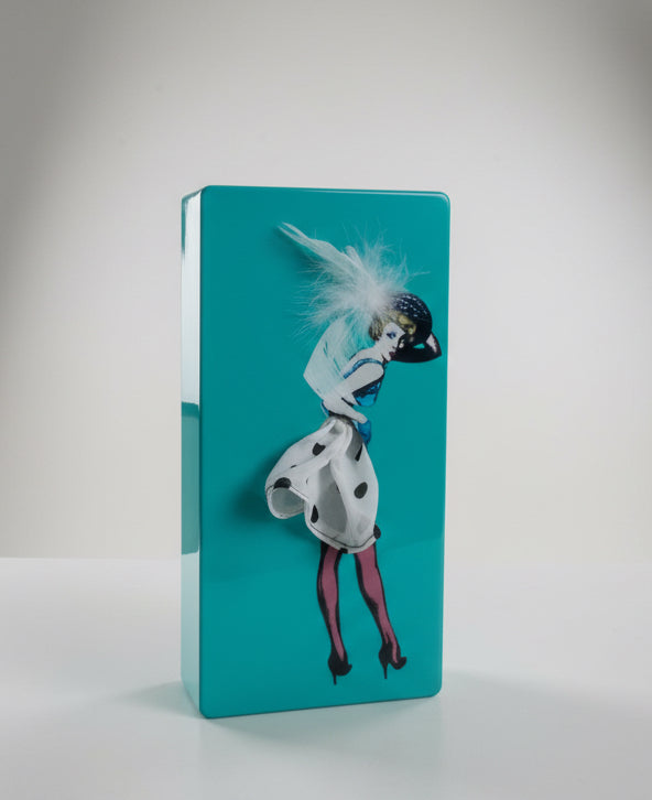 Spotted Skirt and feather woman Tissue Box