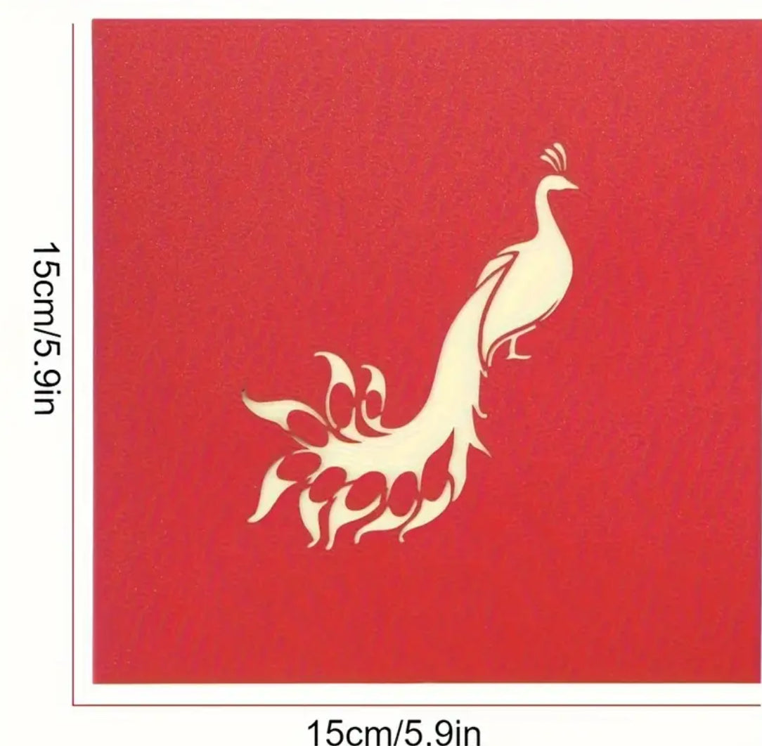 Carte de vœux pop-up 3D - Paon