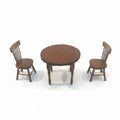 Handcrafted Miniature Wooden Table with Two Chairs