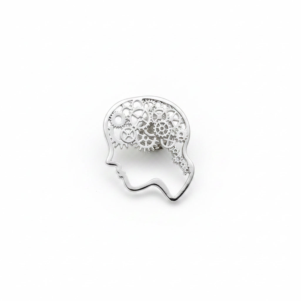Silver gear thinking head pin