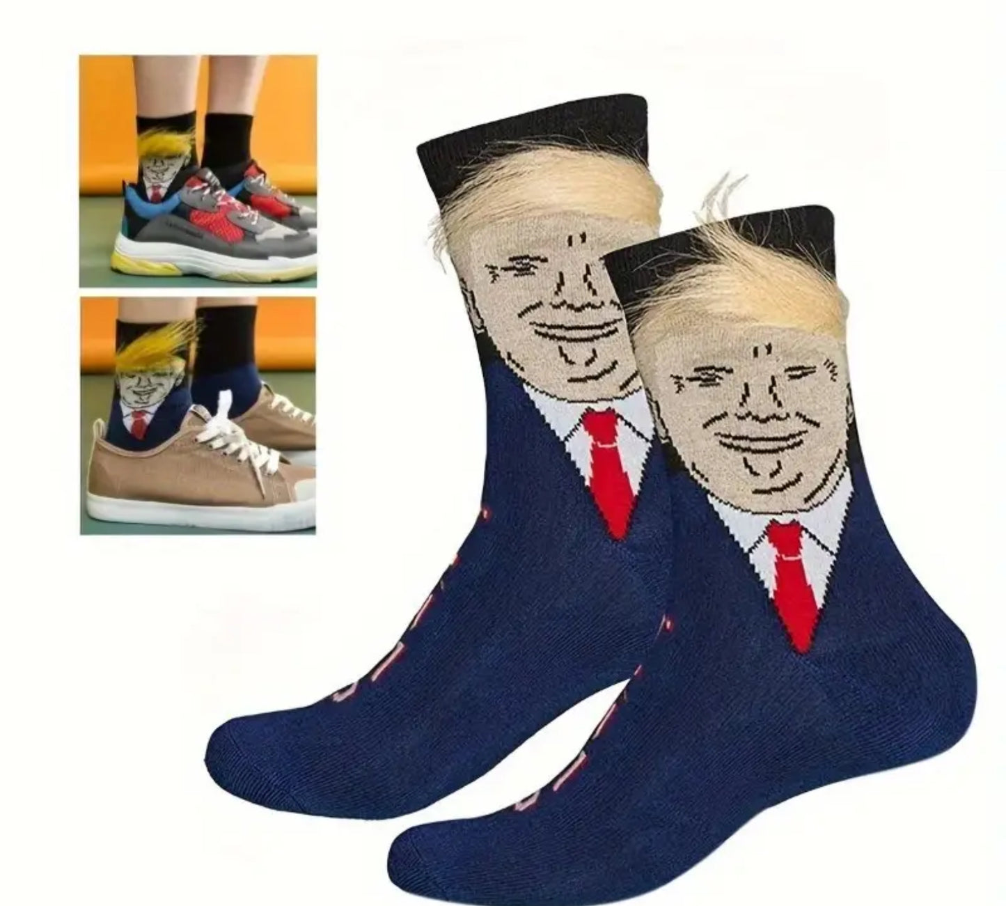 Blue Cotton Blend Politician Socks