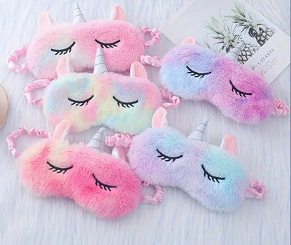 Fluffy unicorn sleep mask