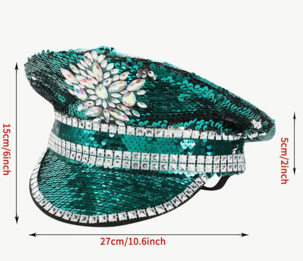 Green sequin hat