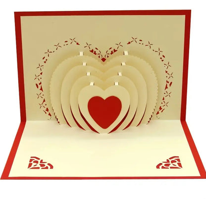 3D Heart Greeting Card - Blue or Red