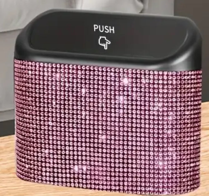 Diamonte Car rubbish bin (Pink)