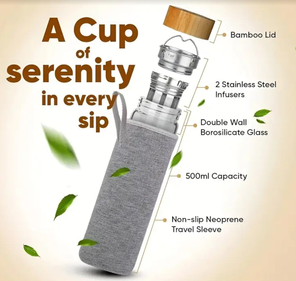 Bouteille à thé en verre avec couvercle de protection